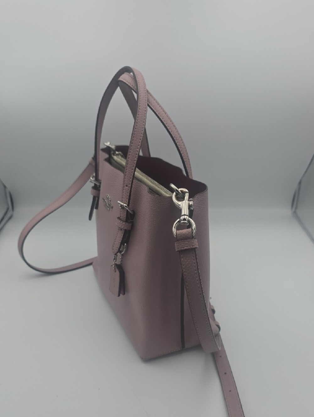 Coach Mollie 25 Ice Pink Leather Small Tote W/ Silver Hardware (EUC)π©Άππ©Ά - Picture 7 of 16